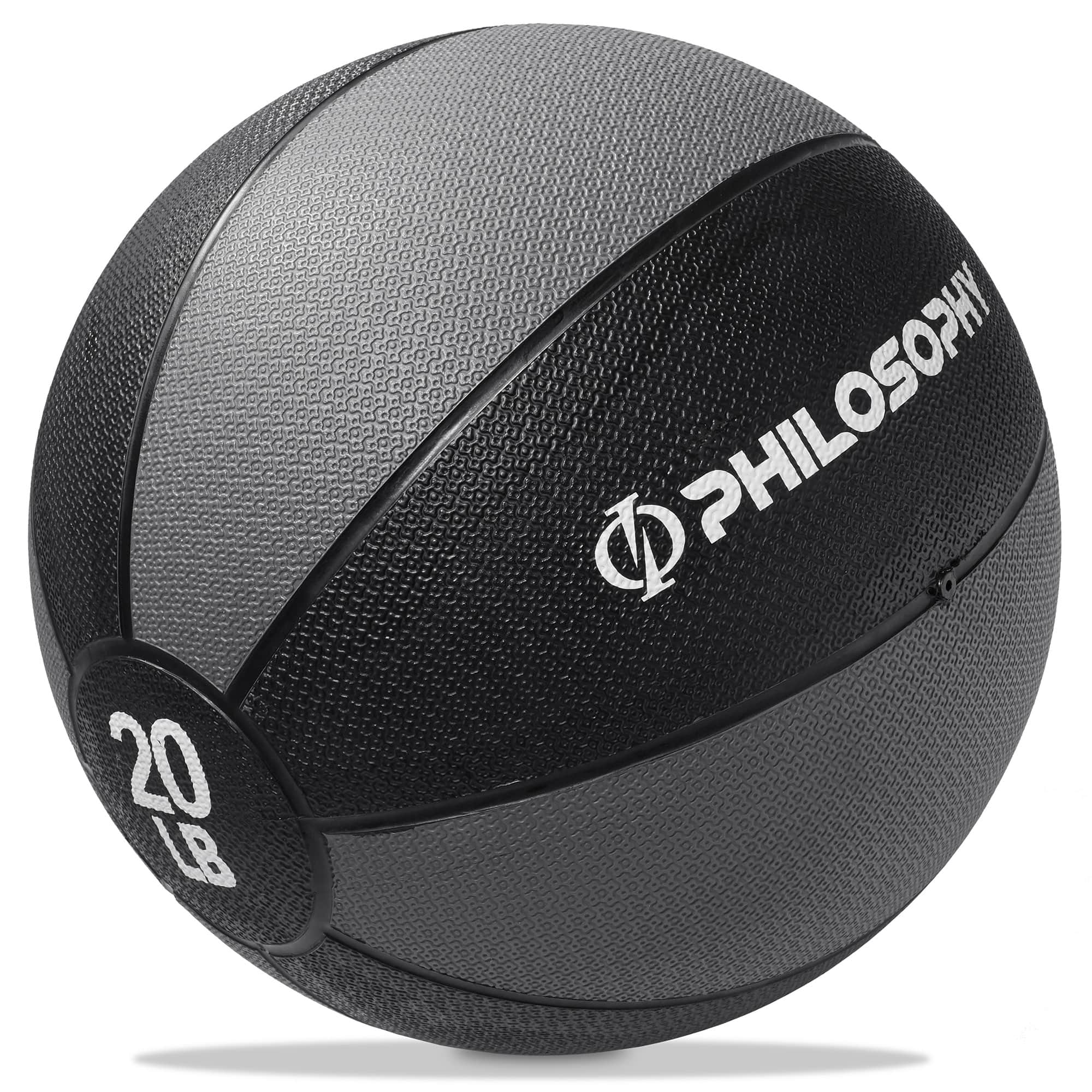 Philosophy Gym - Medicine Ball - Weighted Fitness Ball - Non-Slip Grip - Black
