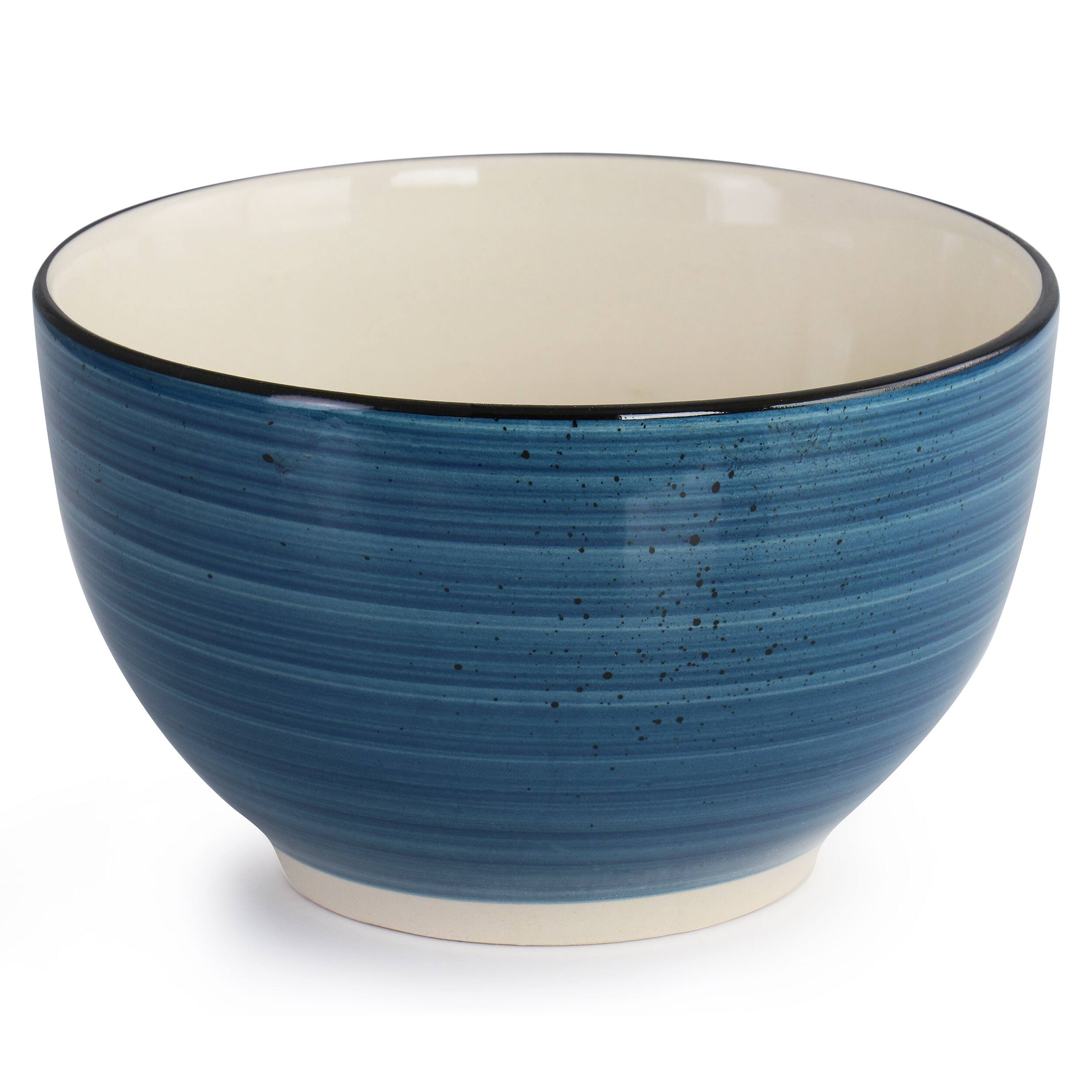 Elama - Gia 24 Piece Round Stoneware Dinnerware Set - Dark Blue