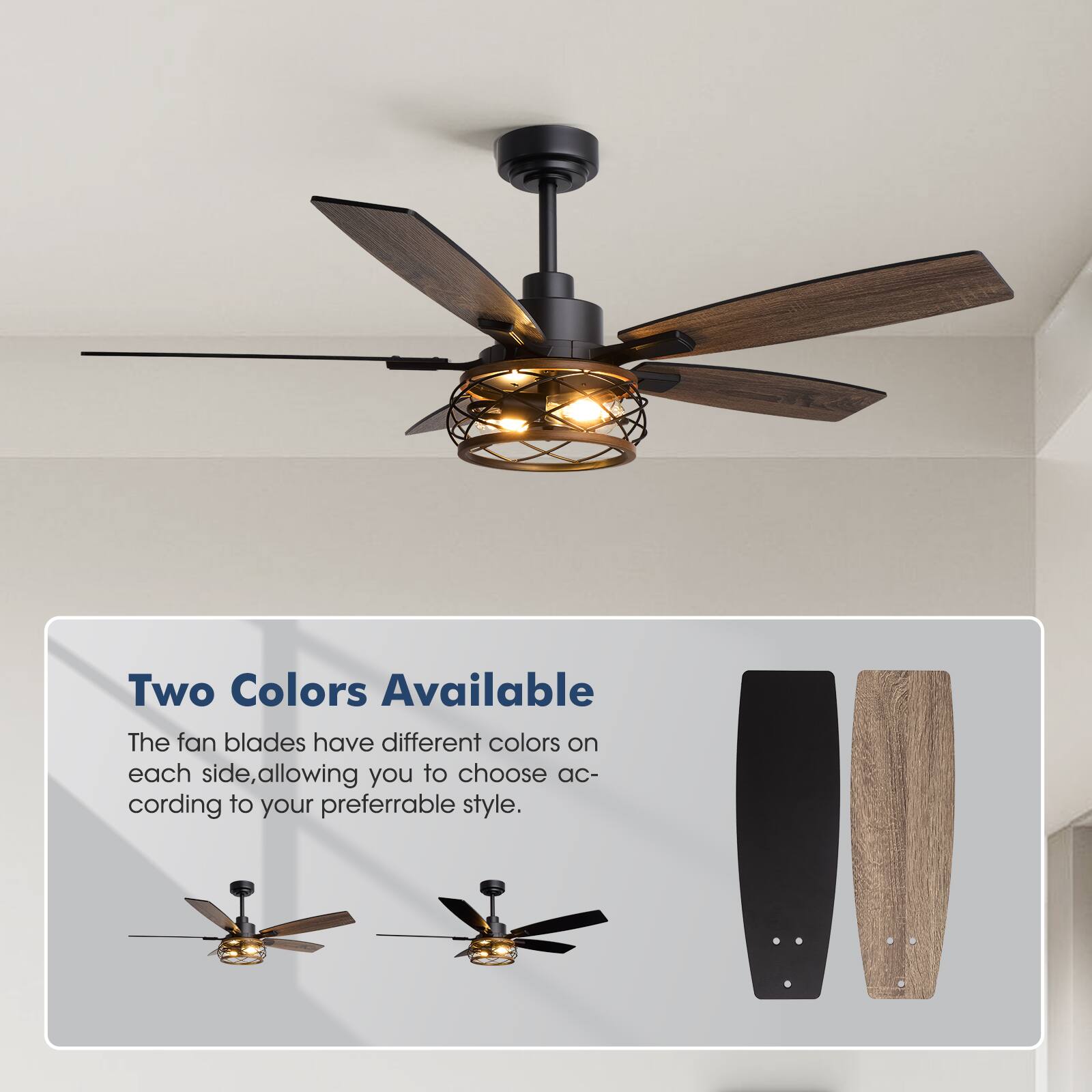Two Colors Available

The fan blades have different colors on each side, allowing you to choose according to your preferable style.