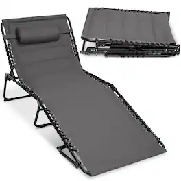 Best Choice Products - Extra Wide Padded Patio Chaise Lounge Chair, Portable Recliner w/ 8 Positions - Gray