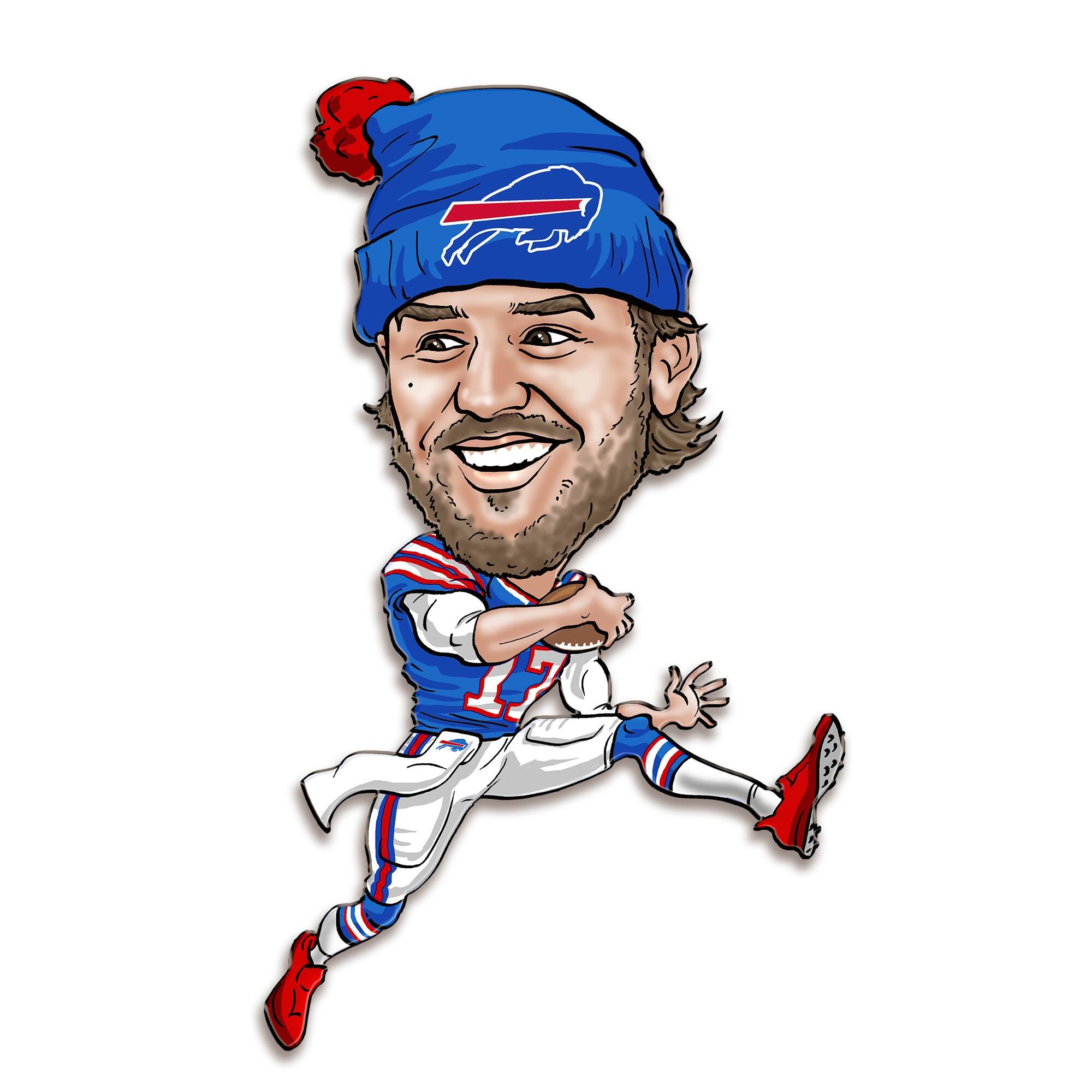 Sporticulture - Josh Allen Buffalo Bills Metal Caricature Wall Art - Blue