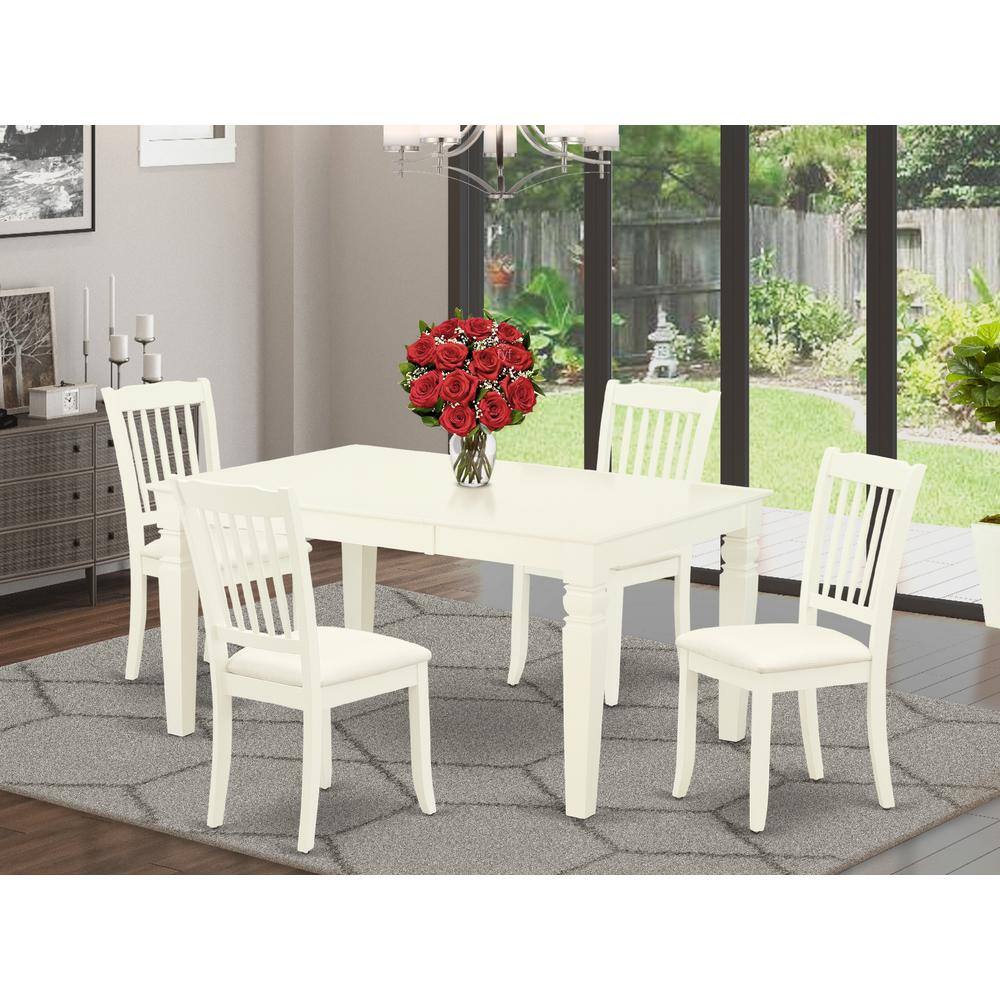 Left. East West Furniture - Dining Room Set Linen White - Linen White.