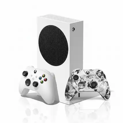 Front. Microsoft - Xbox Series S 512GB SSD Console + Xbox Wireless Controller Storm Breaker Special Edition - Includes Xbox Wireless - White/Gold.
