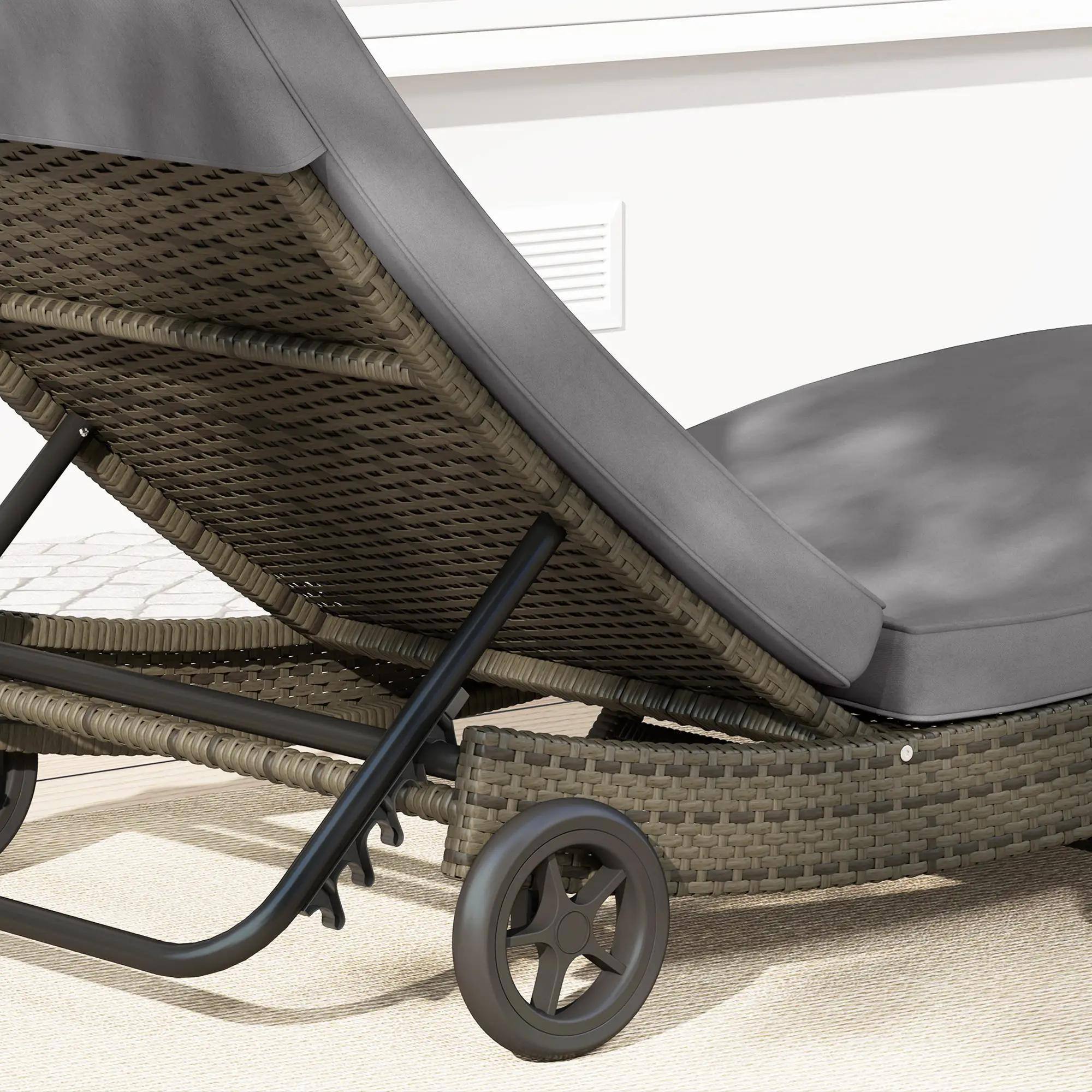 Alt View 5. Spaco - Spaco Foldable Chaise Lounge, 5-Level Adjustable Backrest, Breathable Mesh - Dark Grey.
