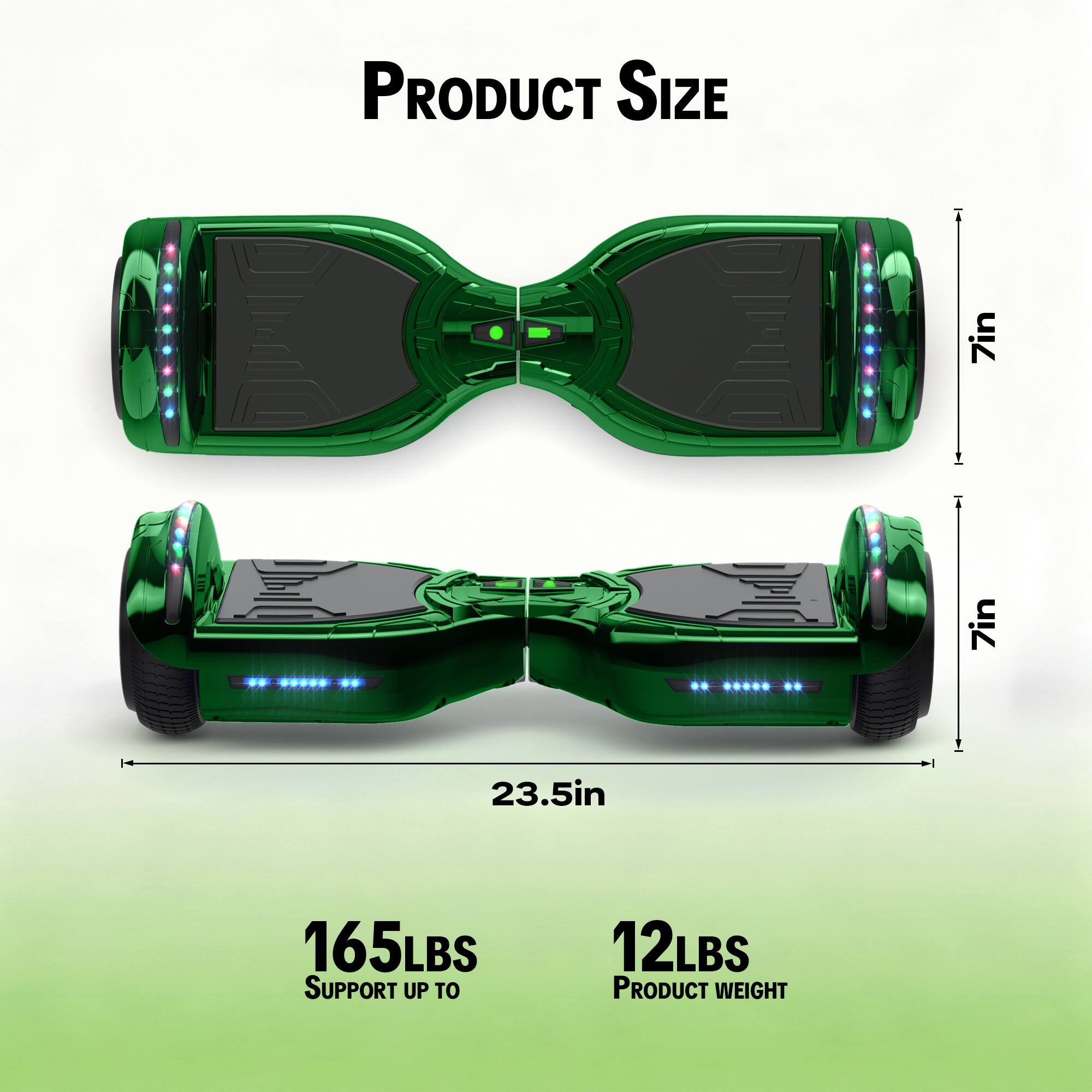 PRODUCT SIZE  
7in  
7in  
23.5in  

165LBS SUPPORT UP TO  
12LBS PRODUCT WEIGHT