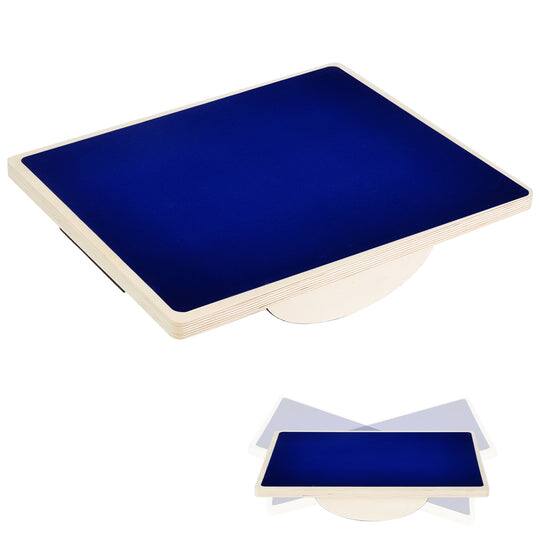 Front. WELSPO - Wooden Balance Board, Rocker Board for Physical Therapy, Core Strength Training - Blue.