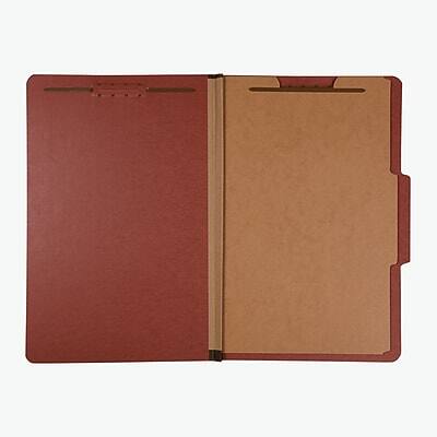 Alt View 3. Pendaflex - Pressboard Classification Folders, 1-Divider, 2" Expansion, Legal Size, Brick Red, 10/Box  - Red.