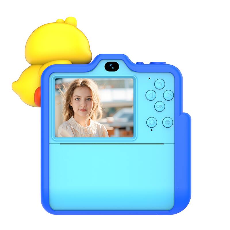 Angle. Umeiluce - Kids Color Instant Print Camera D16S Cute Unicorn & Duck 48MP Toy Digital Camera with Color Thermal Printing - Blue.