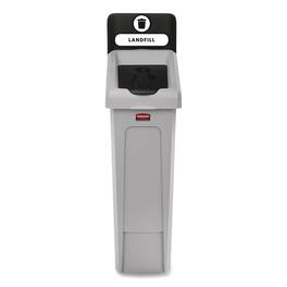 RubberMaid - Slim Jim Recycling Station Kit, 1-Stream Landfill, 23 gal, Plastic, Gray/Black