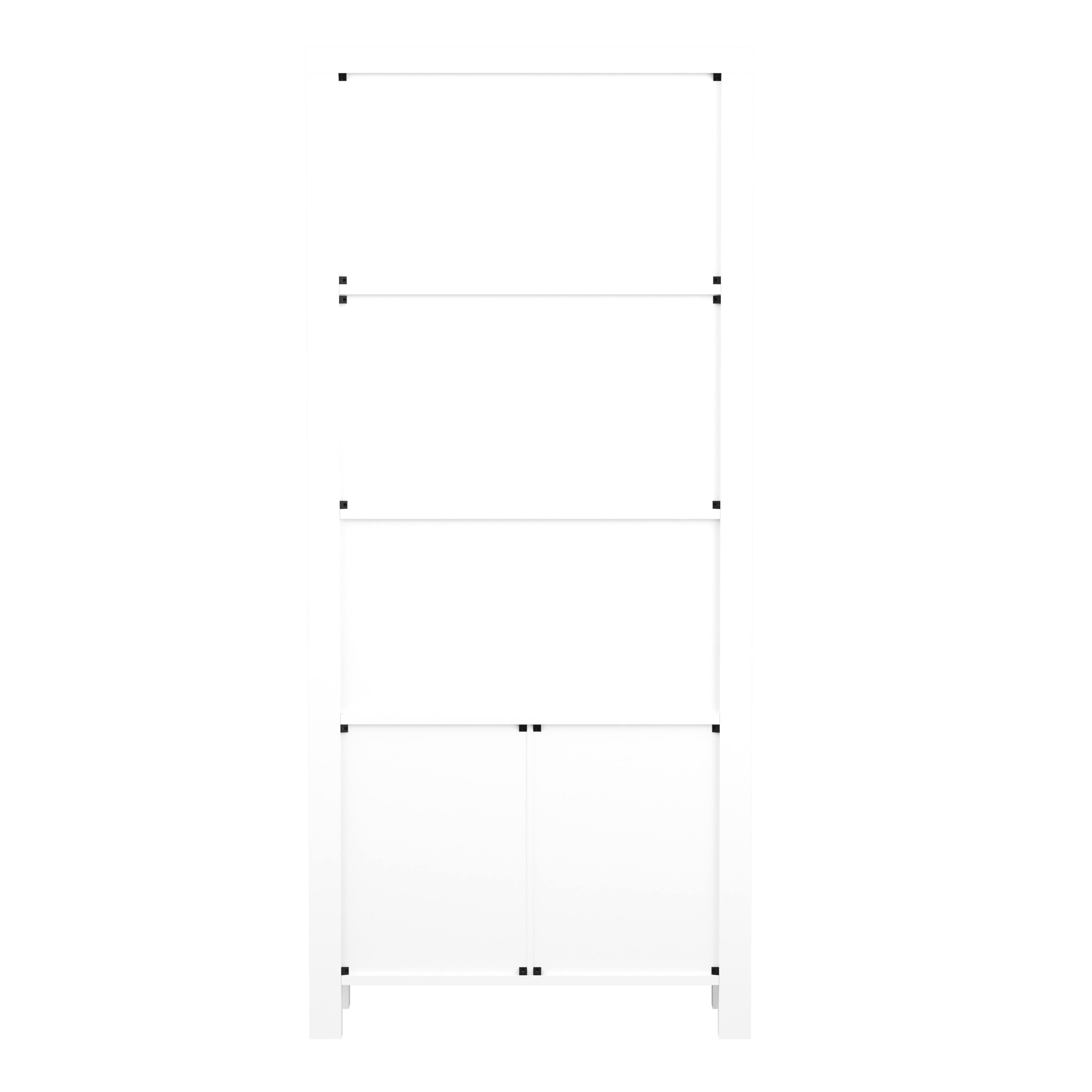 Alt View 20. Martha Stewart - Hutton White 4 Tier Shaker Style Bookcase with Cabinet - White Frame/Polished Brass Hardware.