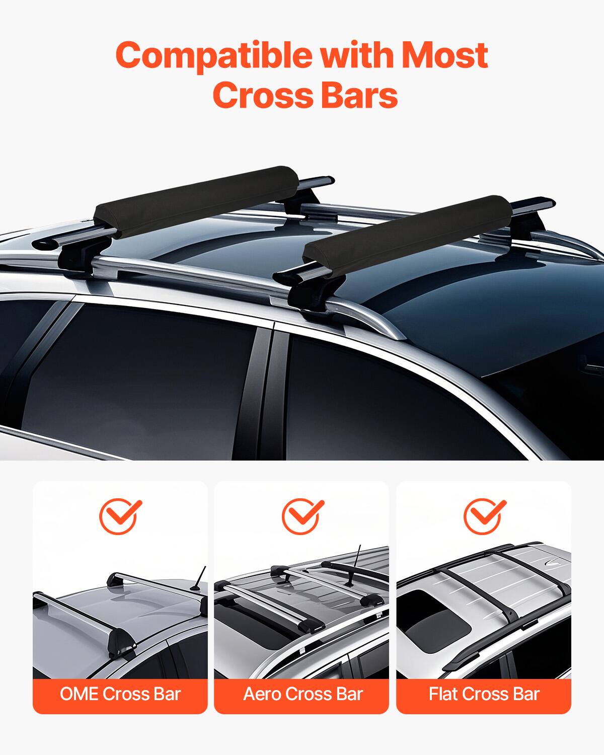 Compatible with Most Cross Bars

- OME Cross Bar
- Aero Cross Bar
- Flat Cross Bar