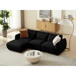 Yardgrace - 4-Piece Upholstered Sectional Sofa – Stylish & Comfortable for Living Room - Black