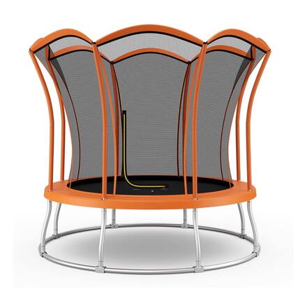 Front. Kadyn - Kids Trampoline, Outdoor Jumper,8 Feet Outdoor Unique Flower Shape Trampoline with Enclosure Net-Yellow.