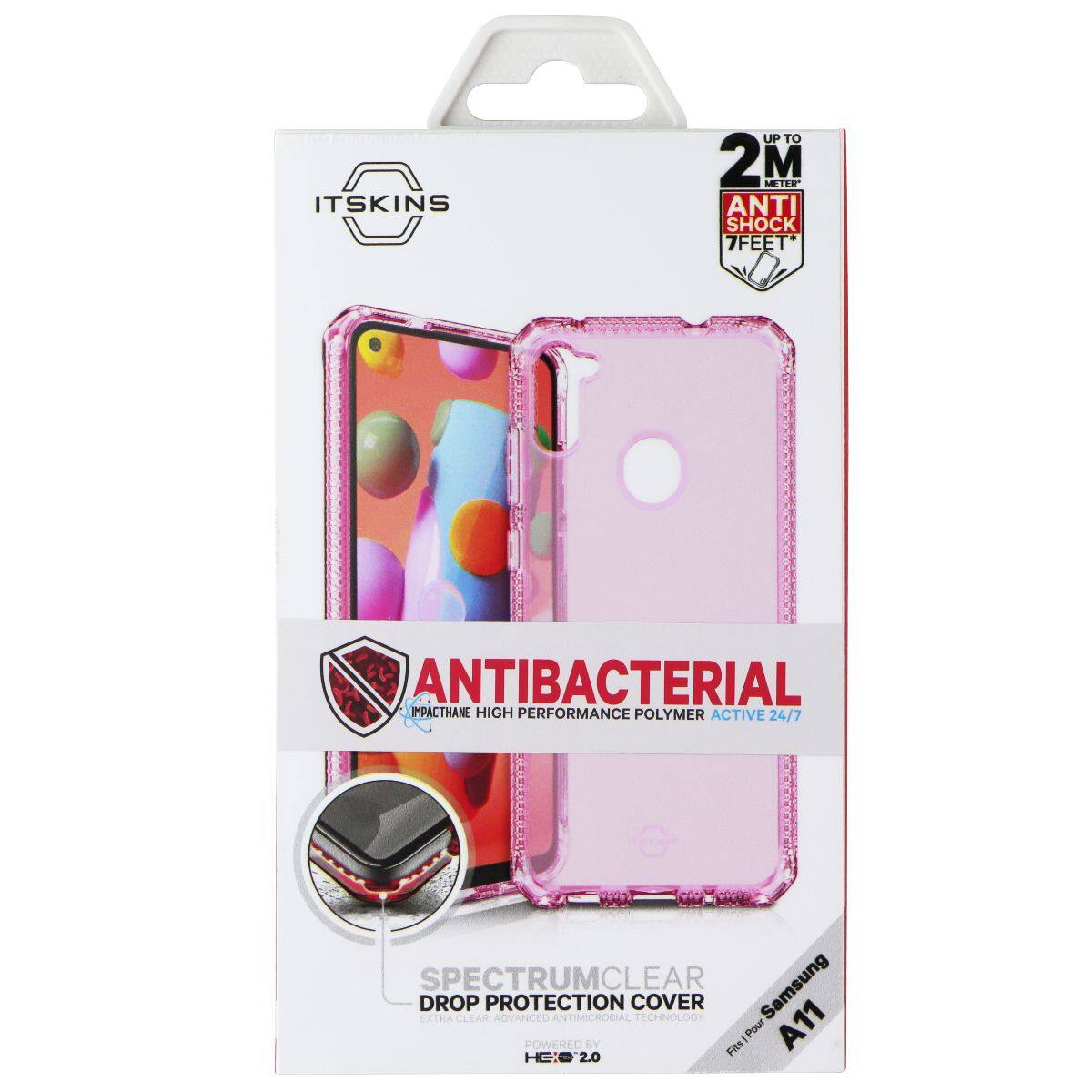 ITSKINS UP TO 2M ANTI SHOCK 7FEET ANTIBACTERIAL IMPACTHANE HIGH PERFORMANCE POLYMER ACTIVE 24/7 SPECTRUMCLEAR Samsung DROP PROTECTION COVER CXTRA CLEAR ADVANCED AN OGIAL ECHNOLOGY POWERED BY Fits Pour A11 HC02 2.0