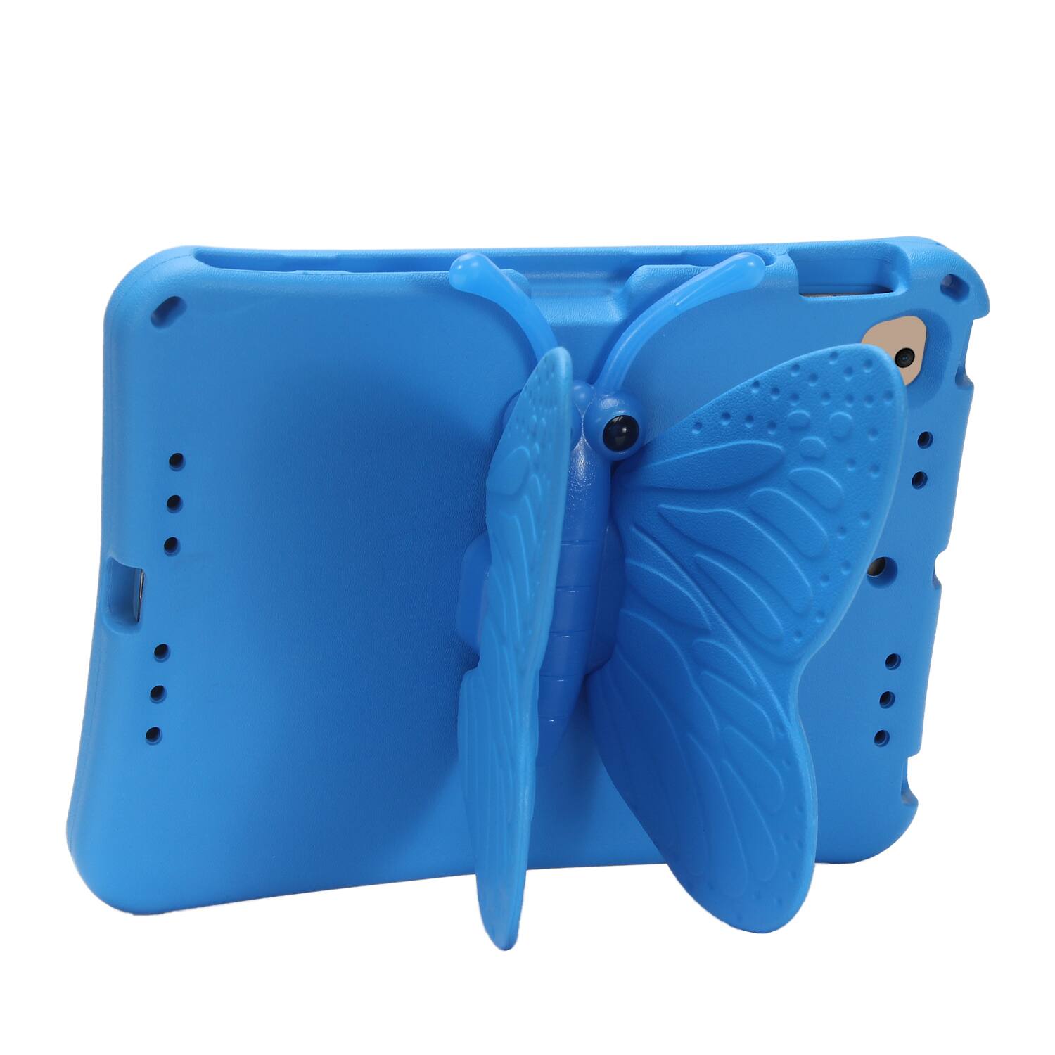 Back. UUCOVER - Butterfly Case for iPad 9th 8th 7th Gen 10.2-inch (2021/2020/2019),Shockproof EVA Kids Case 360° Rotating Stand Cover - Blue.