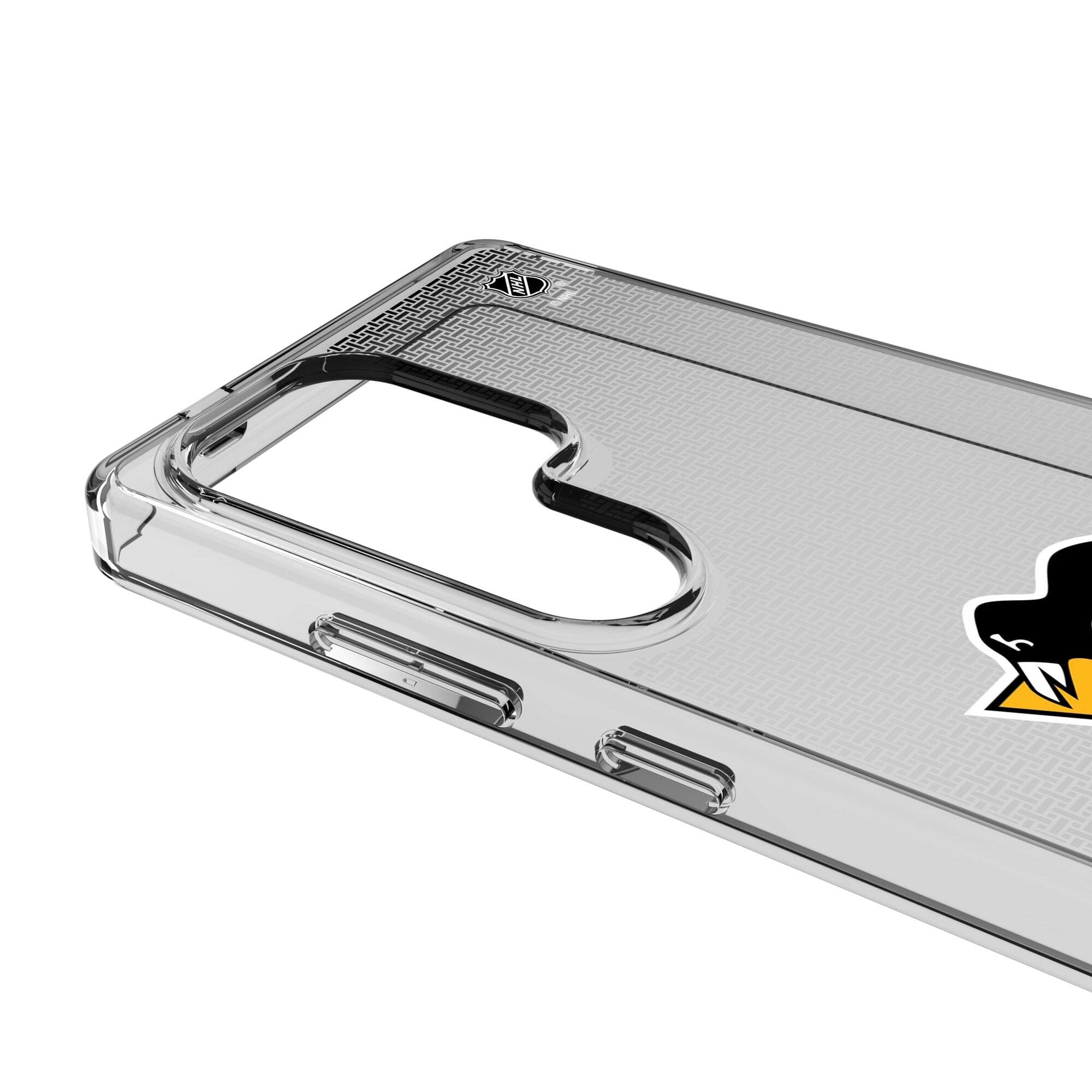 Alt View 2. Keyscaper - Pittsburgh Penguins Linen Logo Galaxy Clear Case - S25 - Multicolor.