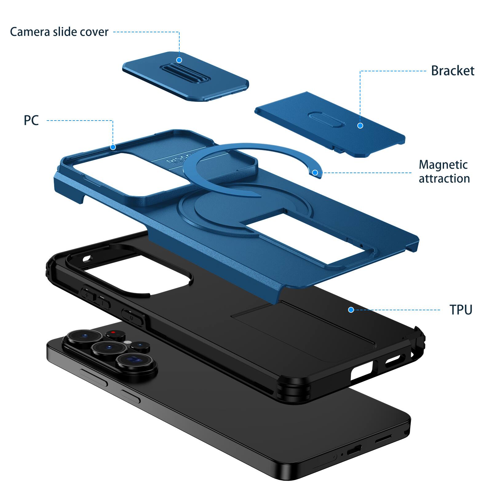 Camera slide cover  
Bracket  
PC  
Magnetic attraction  
TPU