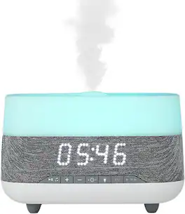 Cluzine - Humidifier Desktop Aroma Diffuser Multifunction Bluetooth Speaker Ultrasonic 7-Color Light Clock - White
