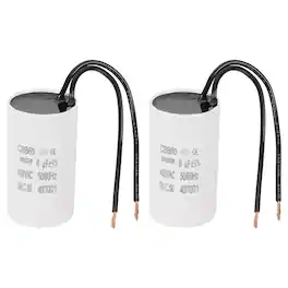 Unique Bargains - 2pcs 8uF CBB60 Running Capacitor, AC 450V 2 Wires 50/60Hz for Refrigerators, Washing Machines, Water Pumps - White