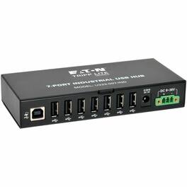 Eaton Tripp Lite Series 7-Port Industrial-Grade USB 2.0 Hub - 15 kV ESD Immunity, Metal Housing, Mountable - w 15KV ESD - Black
