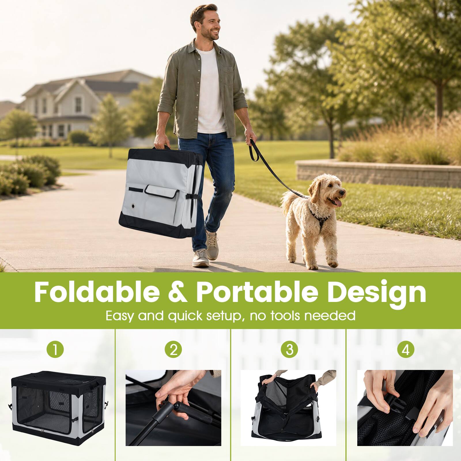 Foldable & Portable Design  
Easy and quick setup, no tools needed