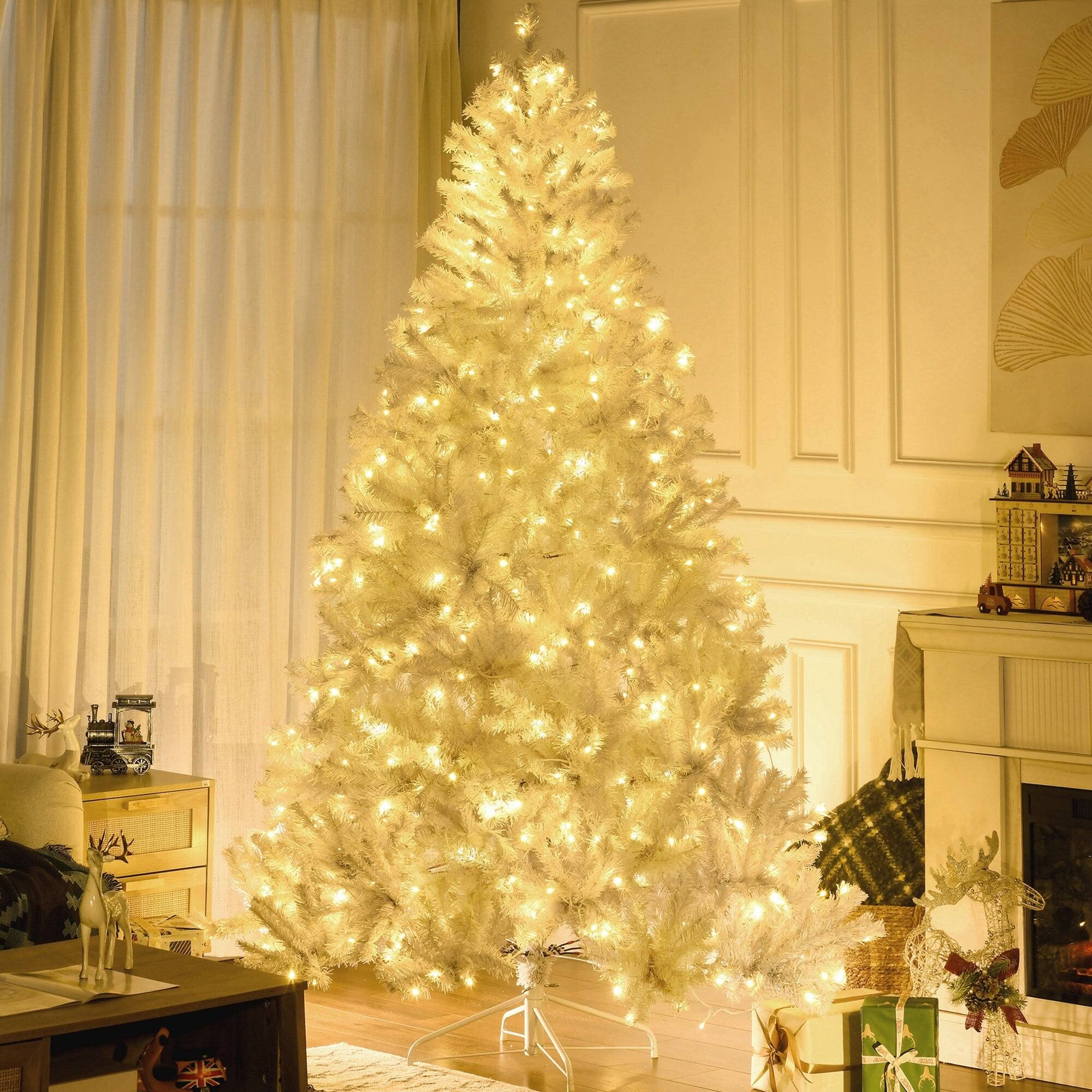 Alt View 5. Hivvago - 7.5ft Tall Prelit Artificial Christmas Tree Holiday DÃ©cor with 1518 Branches - White.