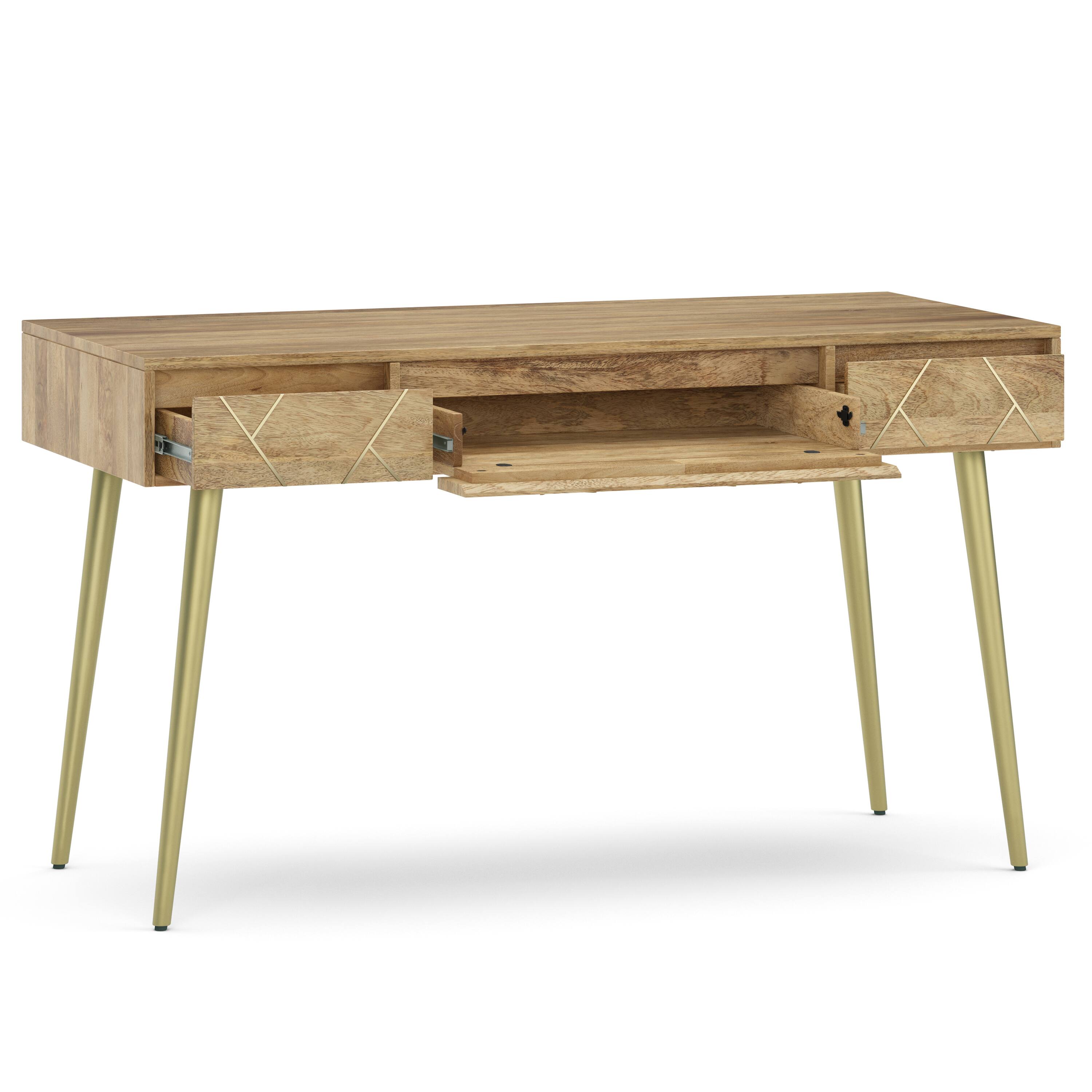 Back. Simpli Home - Jager SOLID MANGO WOOD Mid Century - Contemporary 54 inch Wide Desk in Natural - Natural.