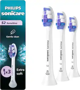 Philips Sonicare - S2 Sensitive - Replacement Toothbrush Heads, 3 Pack, HX6053/77 - White