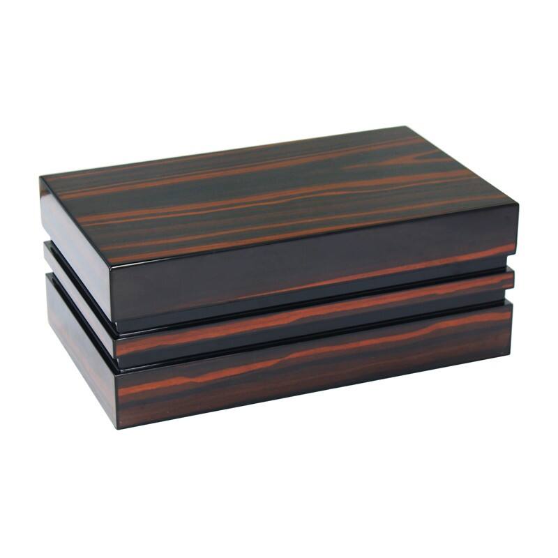 Angle. Prestige - The BastionBloc Humidors - Lacquer Ebony Finish.