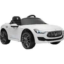 Best Ride On Cars - MASGIB12VWHT Maserati Ghibli 12V Battery Powered Ride On Toy - White - Black