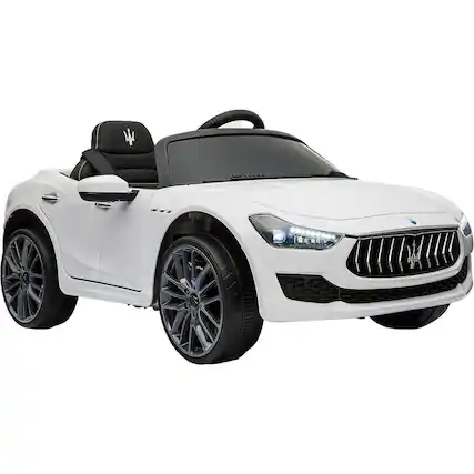 Front. Best Ride On Cars - Best Ride On Cars MASGIB12VWHT Maserati Ghibli 12V Battery Powered Ride On Toy - White - Black.