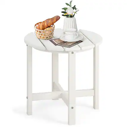 Front. Costway - Costway 18" Patio Adirondack Side Table Weather Resistant HDPE Garden Navy - White.
