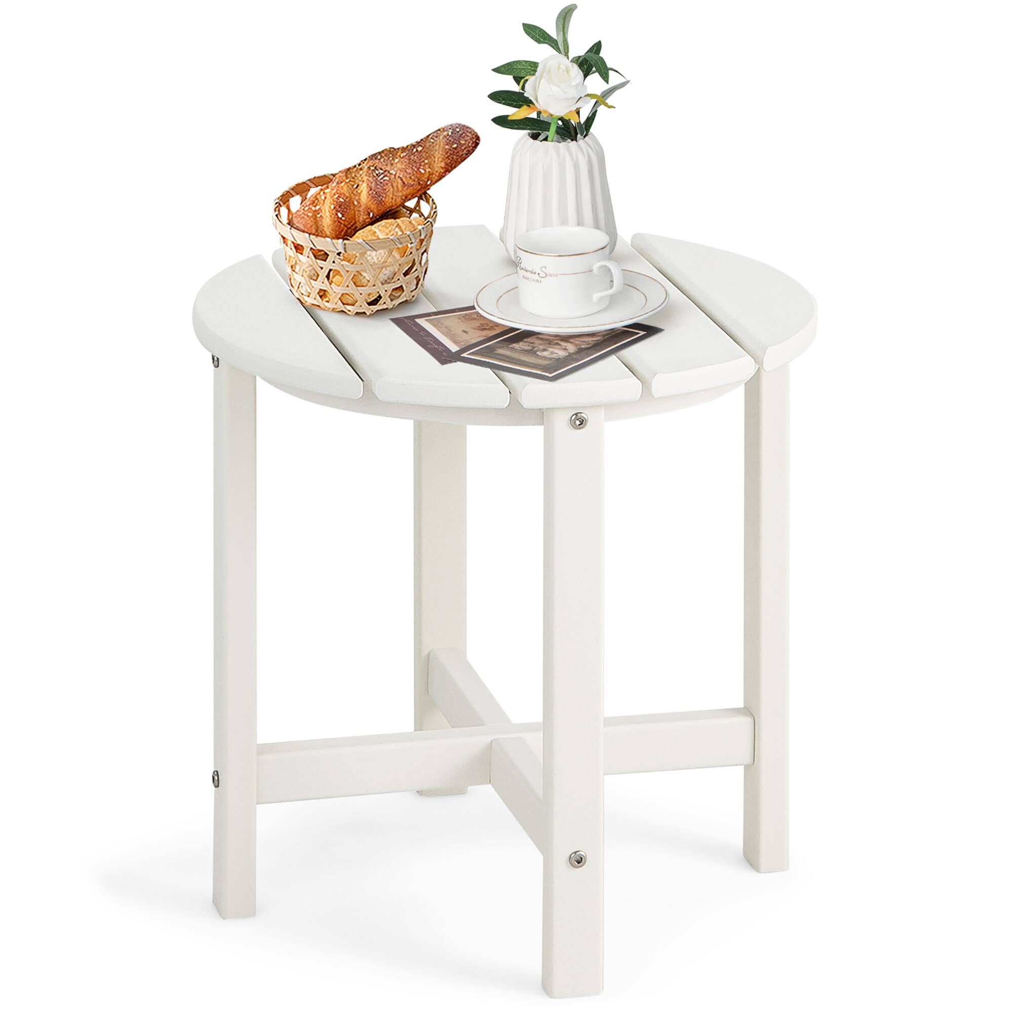Front. Costway - Costway 18" Patio Adirondack Side Table Weather Resistant HDPE Garden Navy - White.