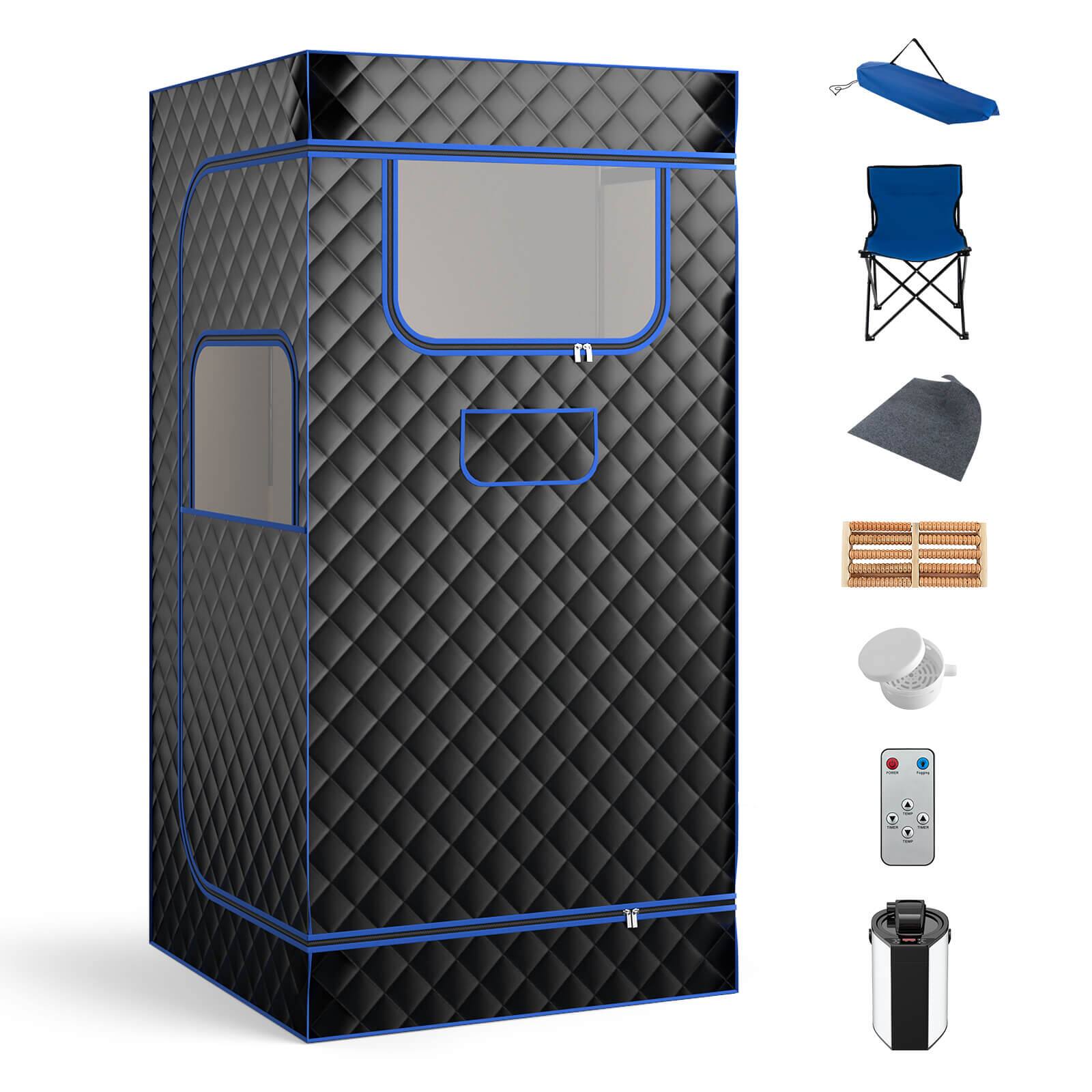 Alt View 17. Costway - Portable Steam Sauna for Home Full Body Sauna Box with 3L Steam Generator - Black.