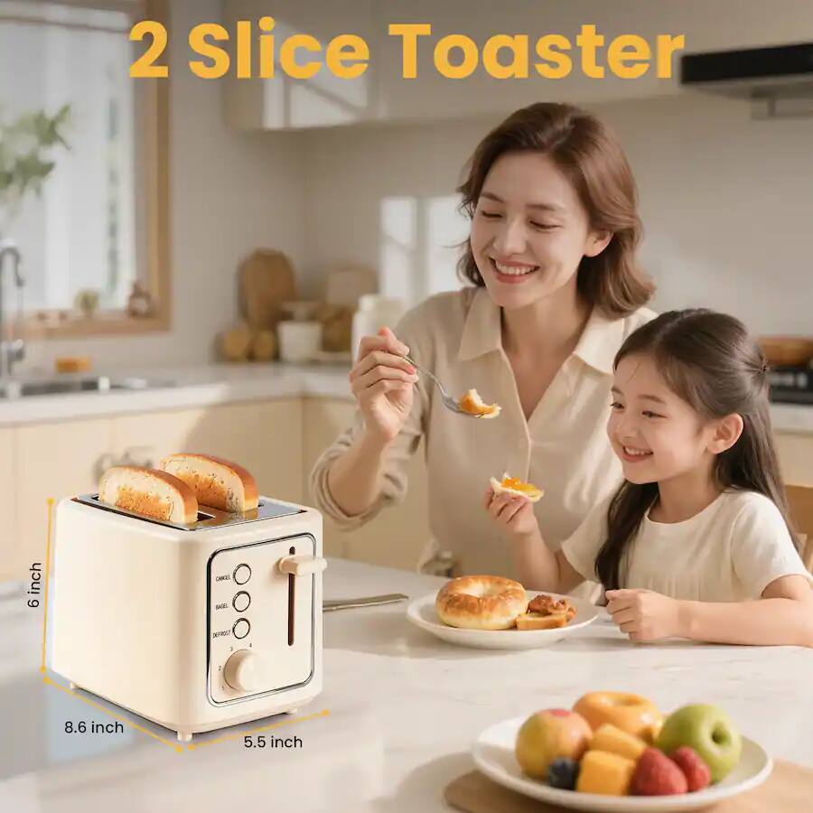 2 Slice Toaster

- 8.6 inch
- 5.5 inch
- 6 inch