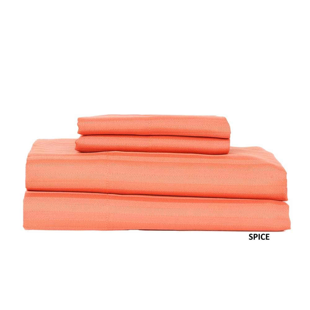 Castle Hill London - 600 Thread Count Sateen Stripe Sheet Set - King - Spice