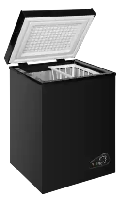 Loheer - 3.5 Cu. Ft. Compact Chest Freezer with Adjustable Temperature and 2 Removable Baskets - Black