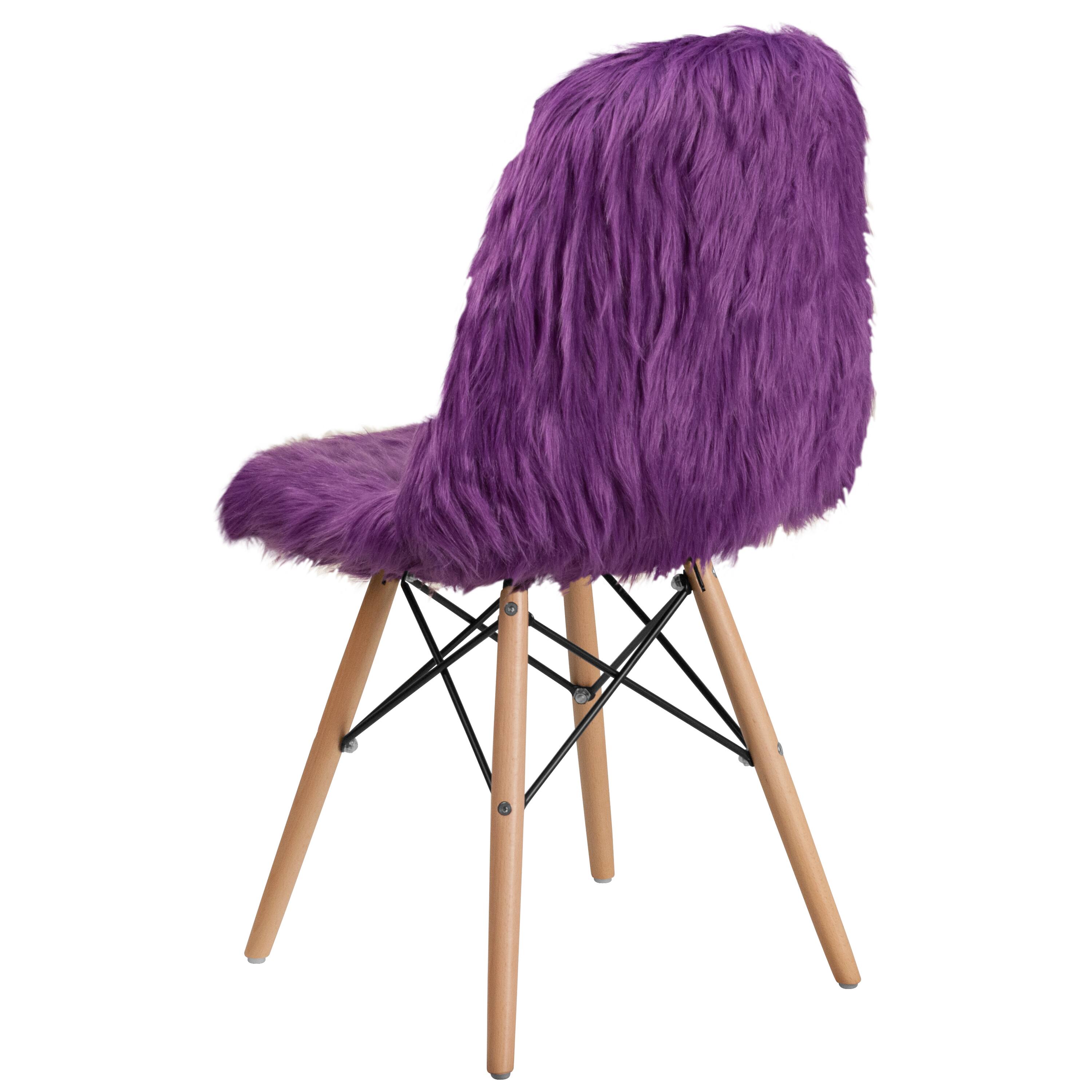 Alt View 5. Emma + Oliver - Shaggy Dog Fur Accent Chair - Purple.