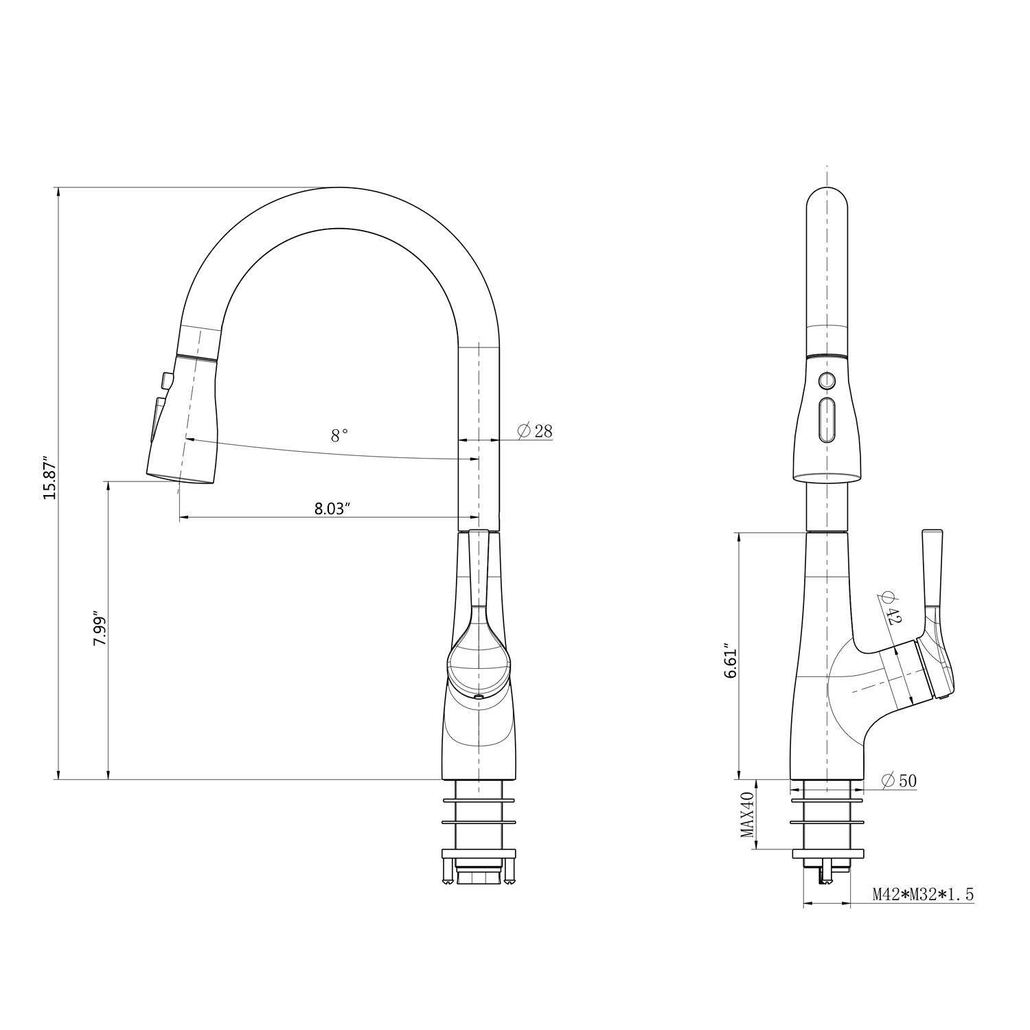 15.87"  
8°  
8.03"  
28  
7.99"  
6.61"  
MAX40  
50  
M42*M32*1.5