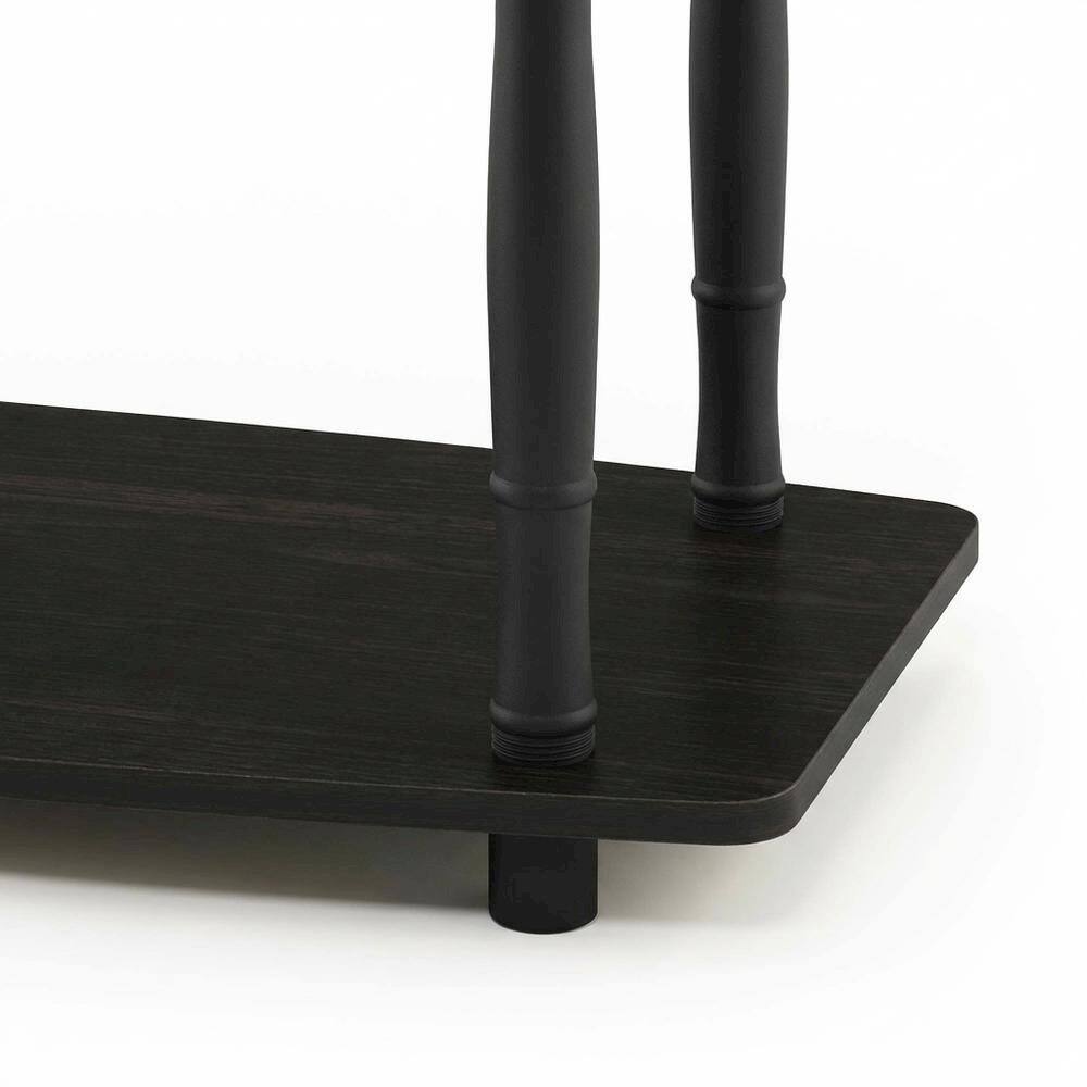 Angle. FurniFact - Espresso and Black Wood TV Stand with 3-Tier Open Shelves and Modern Design - Espresso/Black Classic Tube.