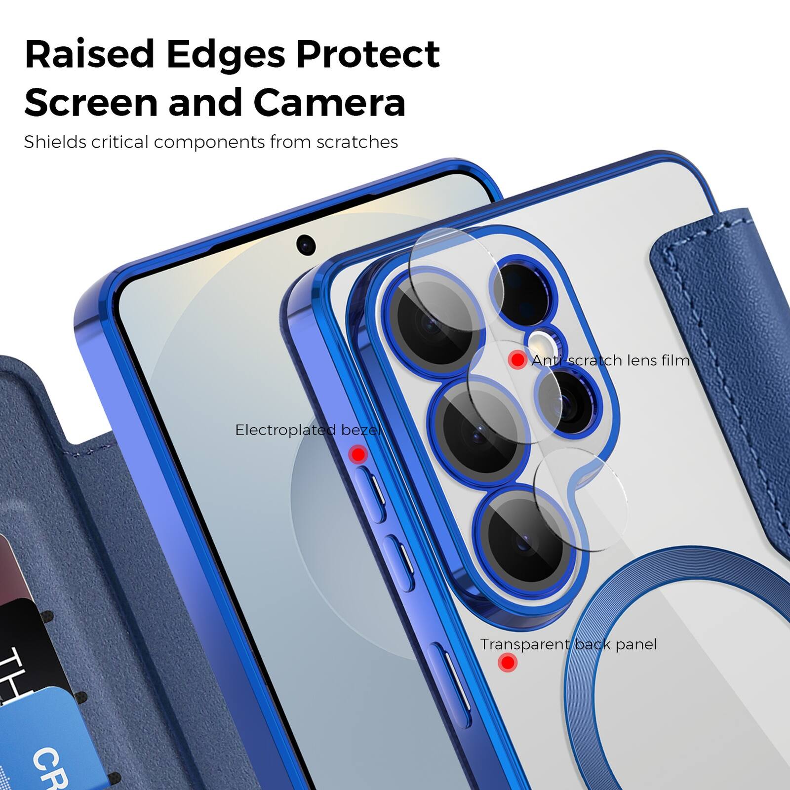Raised Edges Protect Screen and Camera  
Shields critical components from scratches  

- Anti-scratch lens film  
- Electroplated bezel  
- Transparent back panel