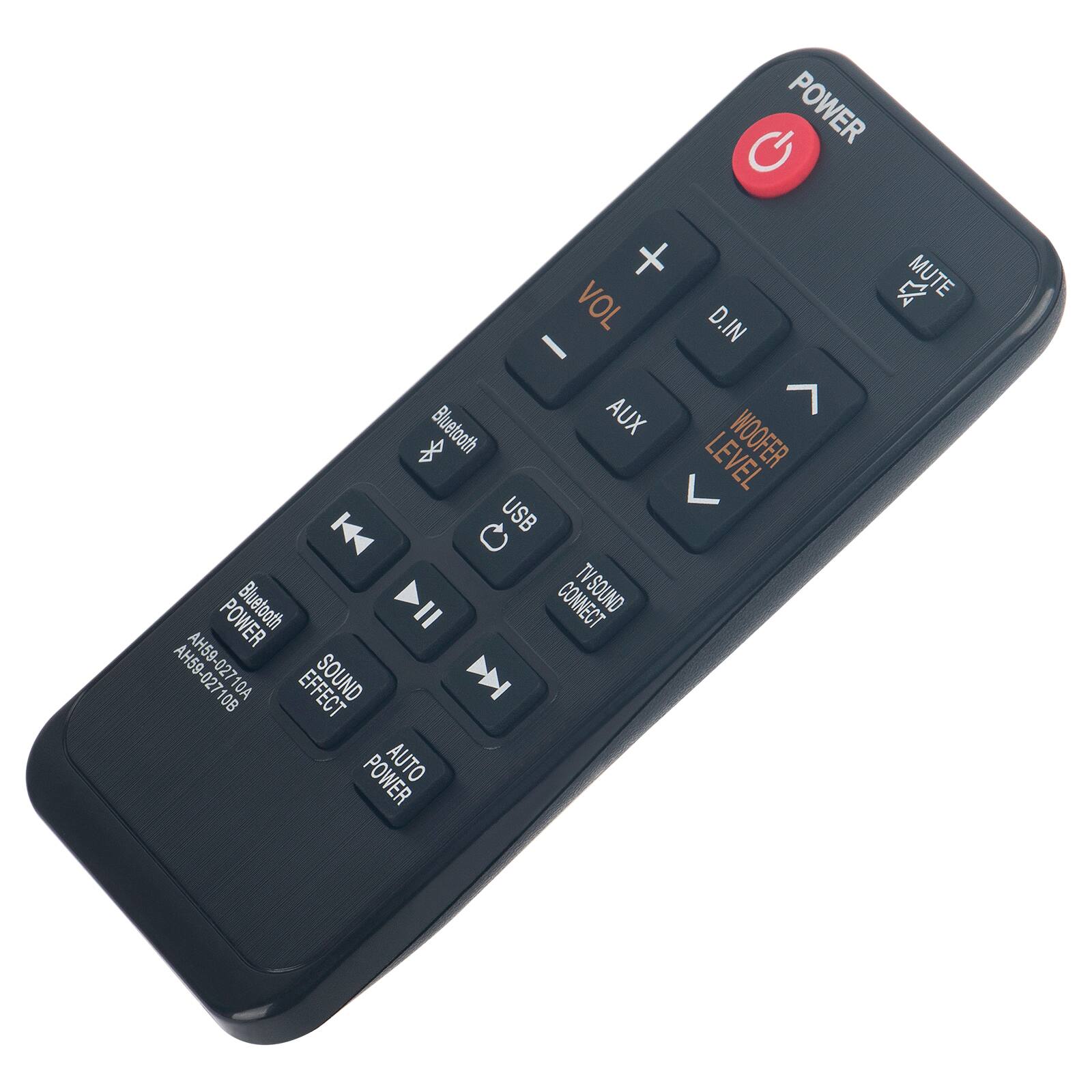 POWER + VOL D.IN I Bluelooth AUX LEVEL WOOFER  
USB Bluetooth = CONNECT TV SOUND  
AH59-027 10A  
EFFECT SOUND D 10B  
POWER AUTO MUTE