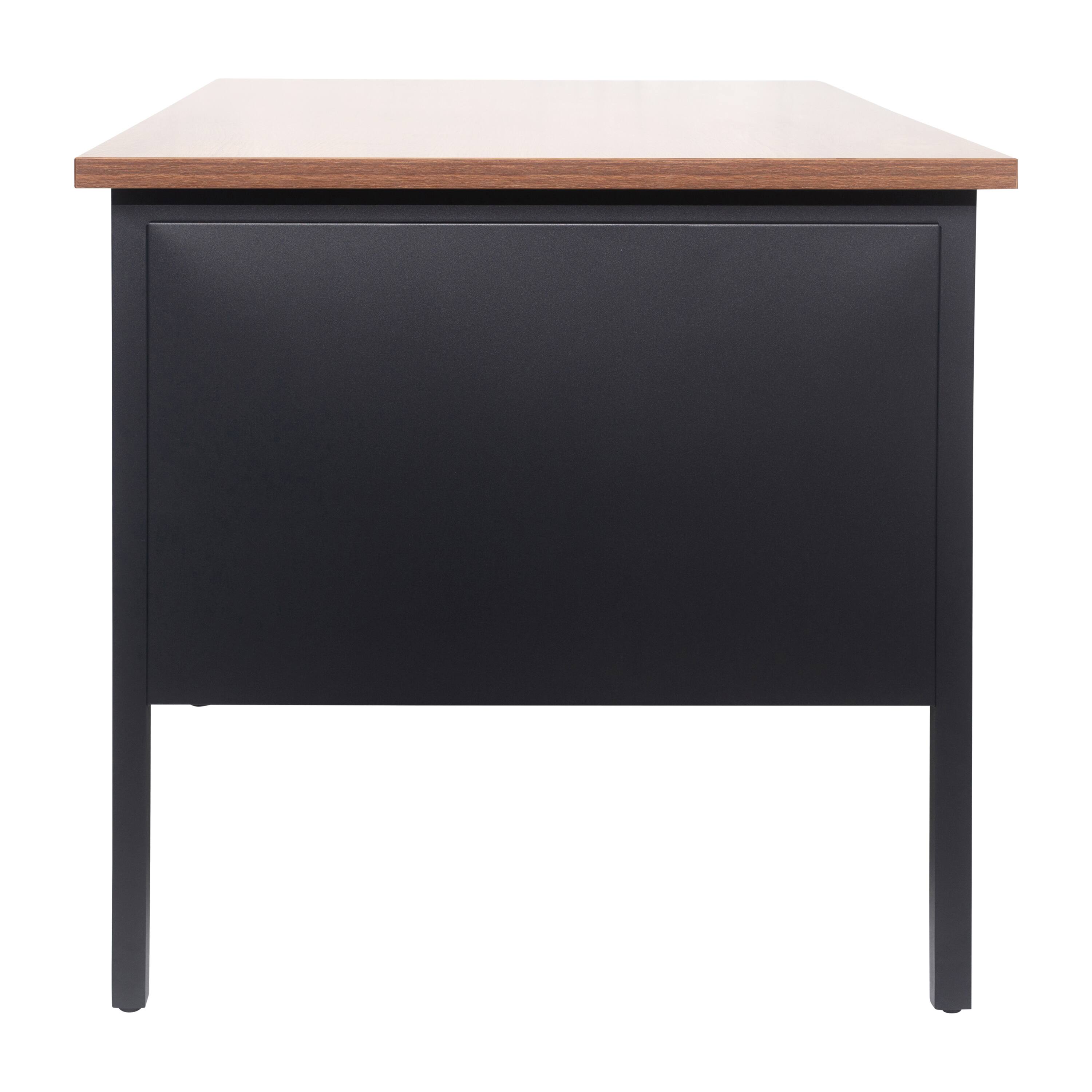 Left. Flash Furniture - Cambridge Commercial Grade 30x60 Double Pedestal Desk with 5 Locking Drawers, Walnut Top and Black Frame - Brown.