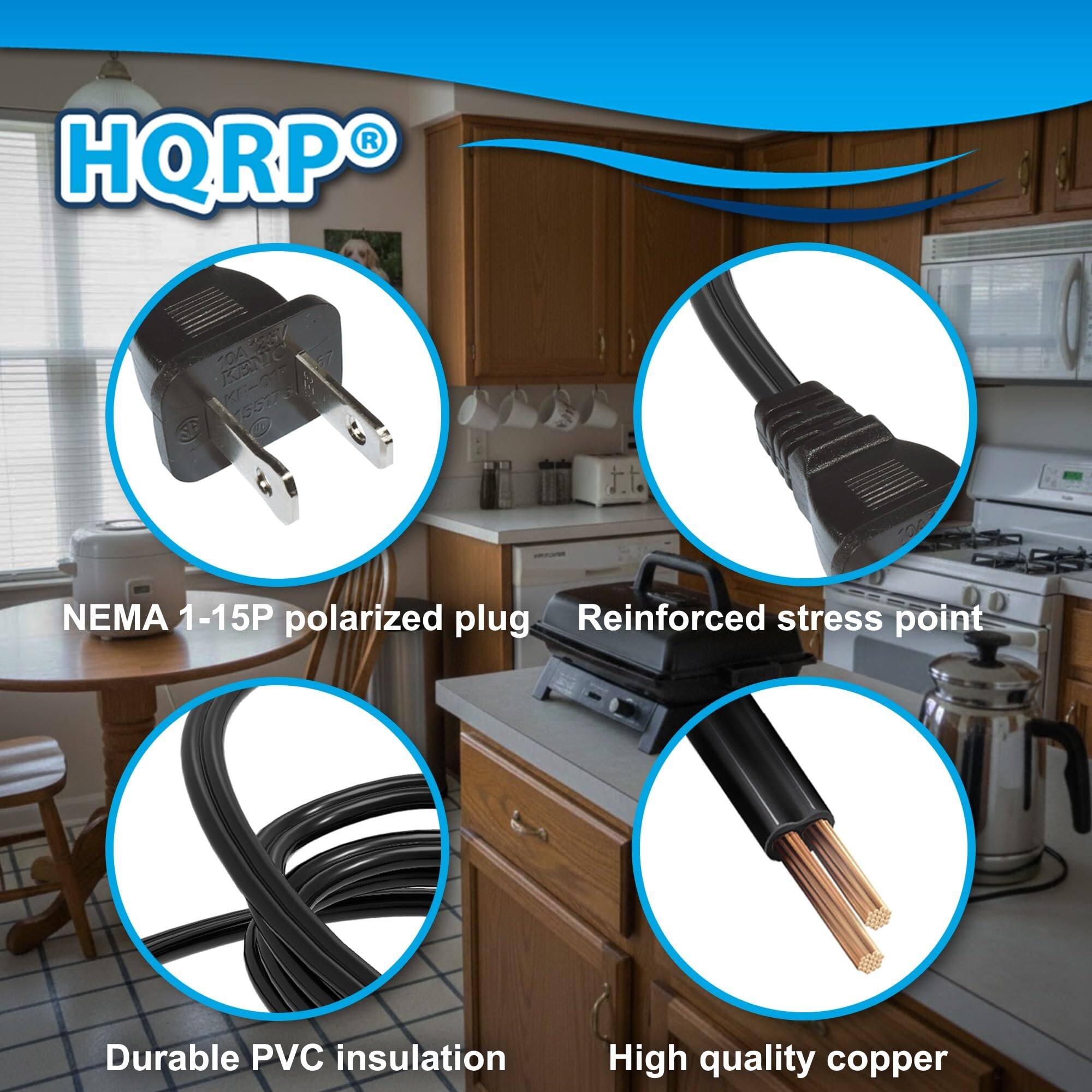 HQRP®

- NEMA 1-15P polarized plug
- Reinforced stress point
- Durable PVC insulation
- High quality copper