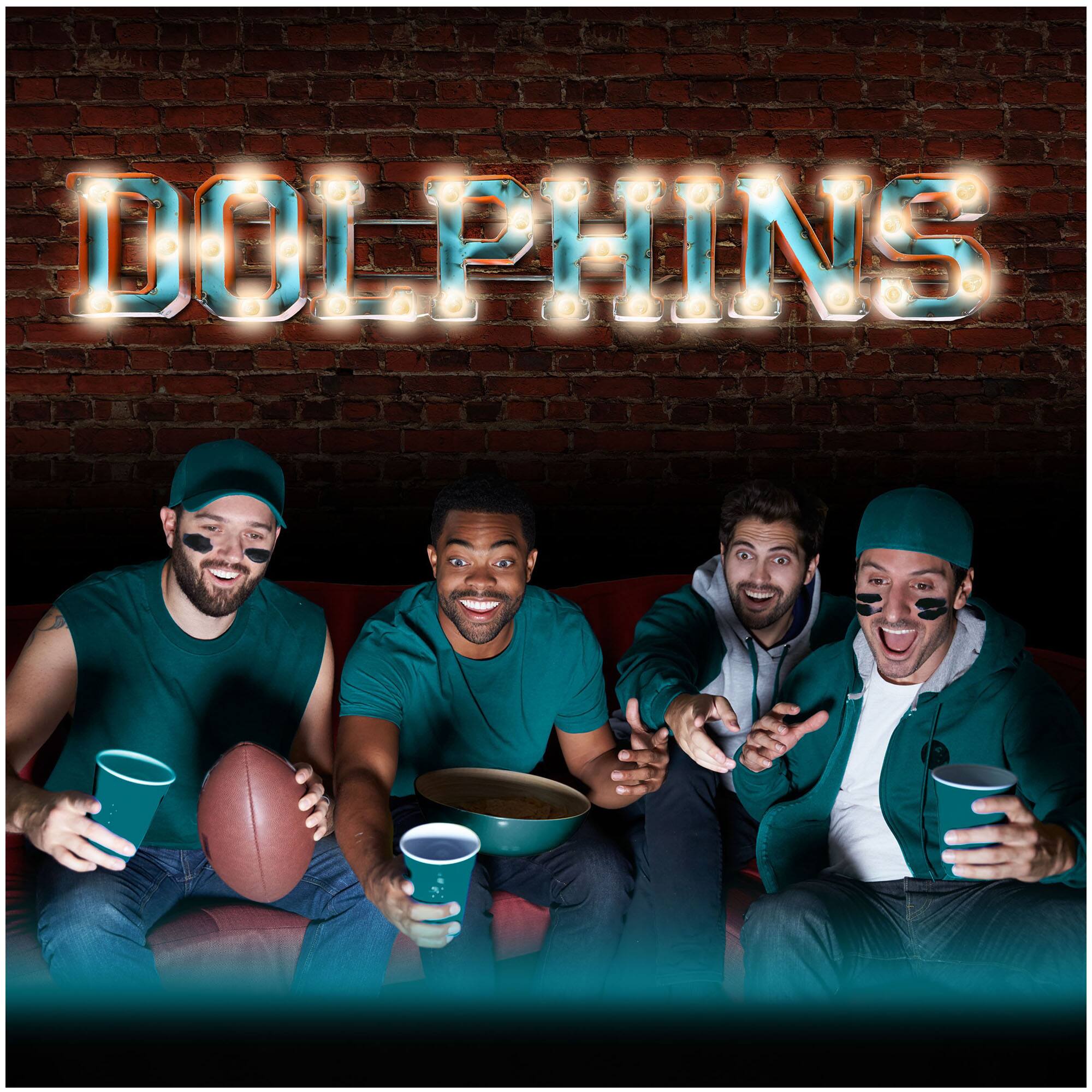 Alt View 2. Imperial - Miami Dolphins 7.5'' x 47'' Lighted Recycled Metal Sign - Multicolor.