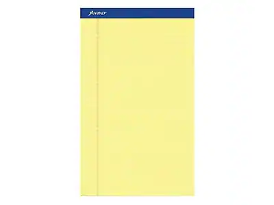 Front. Ampad - Notepads, 8.5" x 14", Wide Ruled, Canary, 50 Sheets/Pad, 12 Pads/Pack - Yellow.