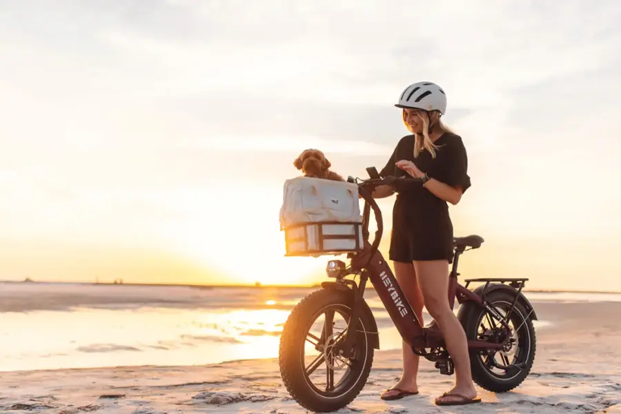 Alt View 8. Heybike - RangerS Foldable Fat Tire Commuter Step Thru Ebike with 55mi Max Range 28mph Max Speed Torque Sensor UL Certified - Blue.