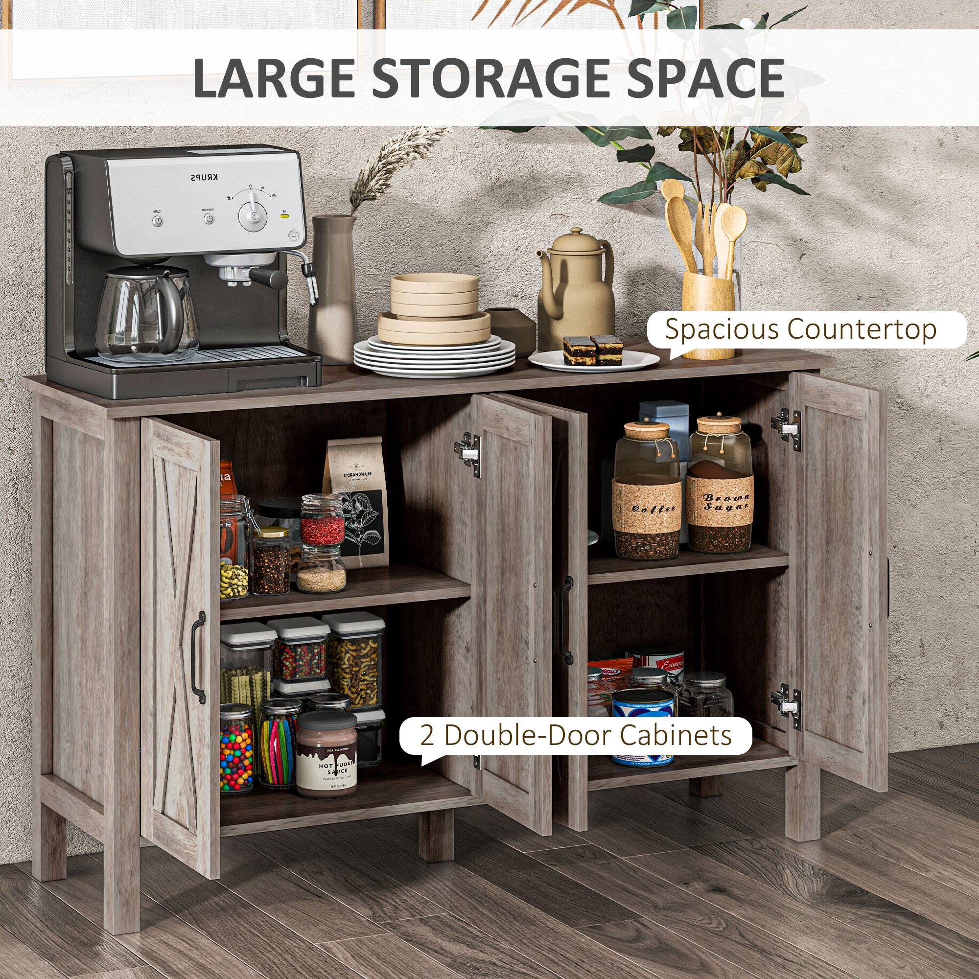 LARGE STORAGE SPACE

- Spacious Countertop
- 2 Double-Door Cabinets