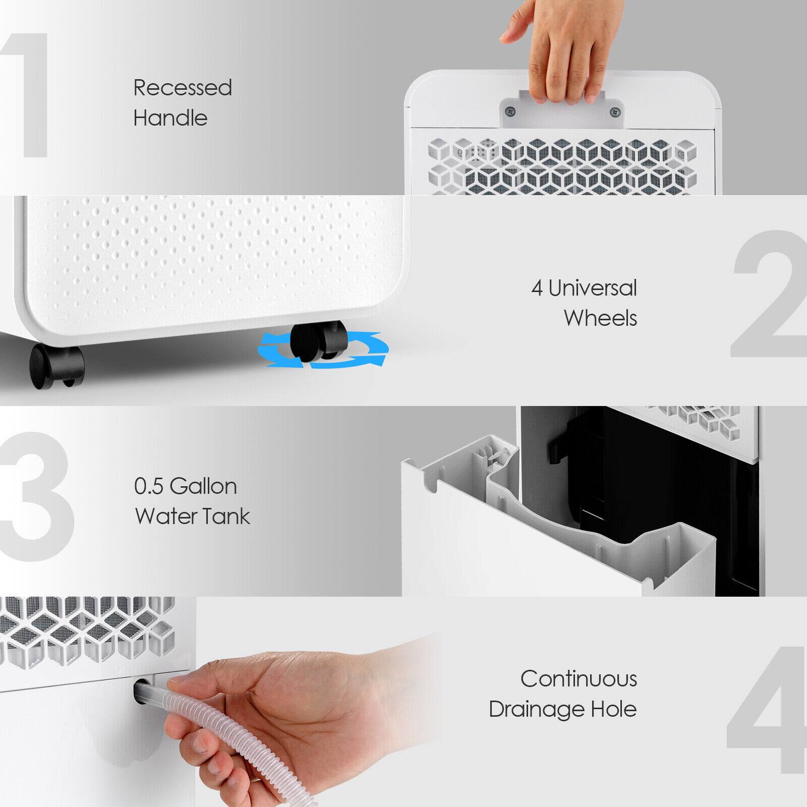 1. Recessed Handle
2. 4 Universal Wheels
3. 0.5 Gallon Water Tank
4. Continuous Drainage Hole