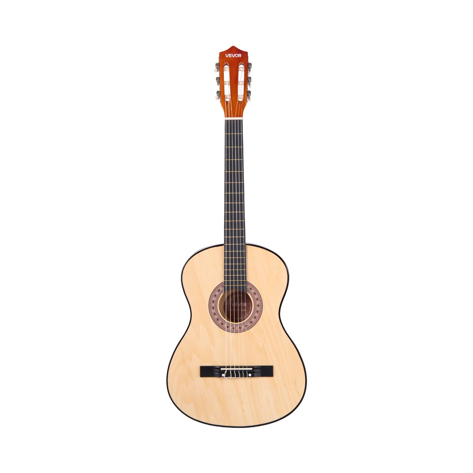 Alt View 5. VEVOR - 38-Inch Classical Guitar Starter Kit, Wooden Acoustic Guitar with Nylon Strings, Gig Bag, Strap, Tuner, Extra Strings - Natural.